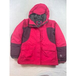 Lands End Squall Girls Pink Purple Colorblock Winter Parka Jacket M 10-12